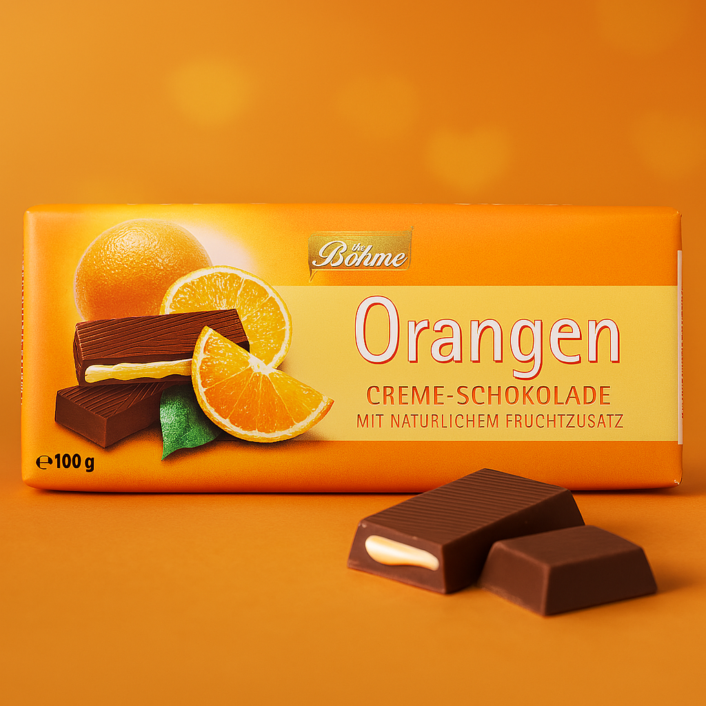 Böhme Orangen Creme- Schokolade mit Fruchtzusatz 100g
