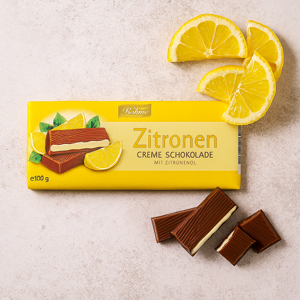 Böhme Zitronen Creme- Schokolade mit Zitronenöl 100g
