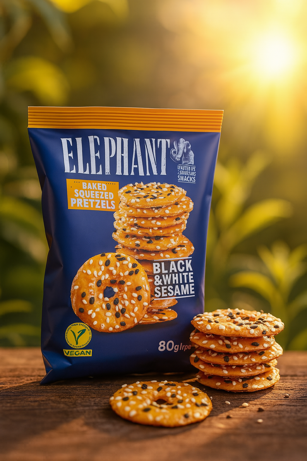 Elephant Squeezed Pretzels Black & White Sesam 80g