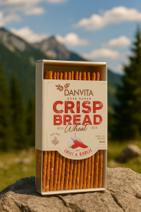 Danvita Crisp Bread Chili & Garlic 130g Knusperbrot mit Chili und Knoblauch