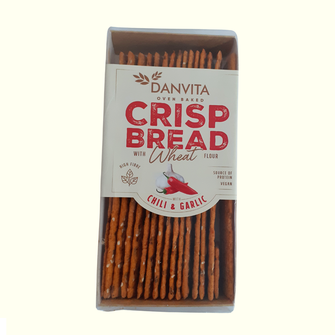 Danvita Crisp Bread Chili & Garlic 130g Knusperbrot mit Chili und Knoblauch