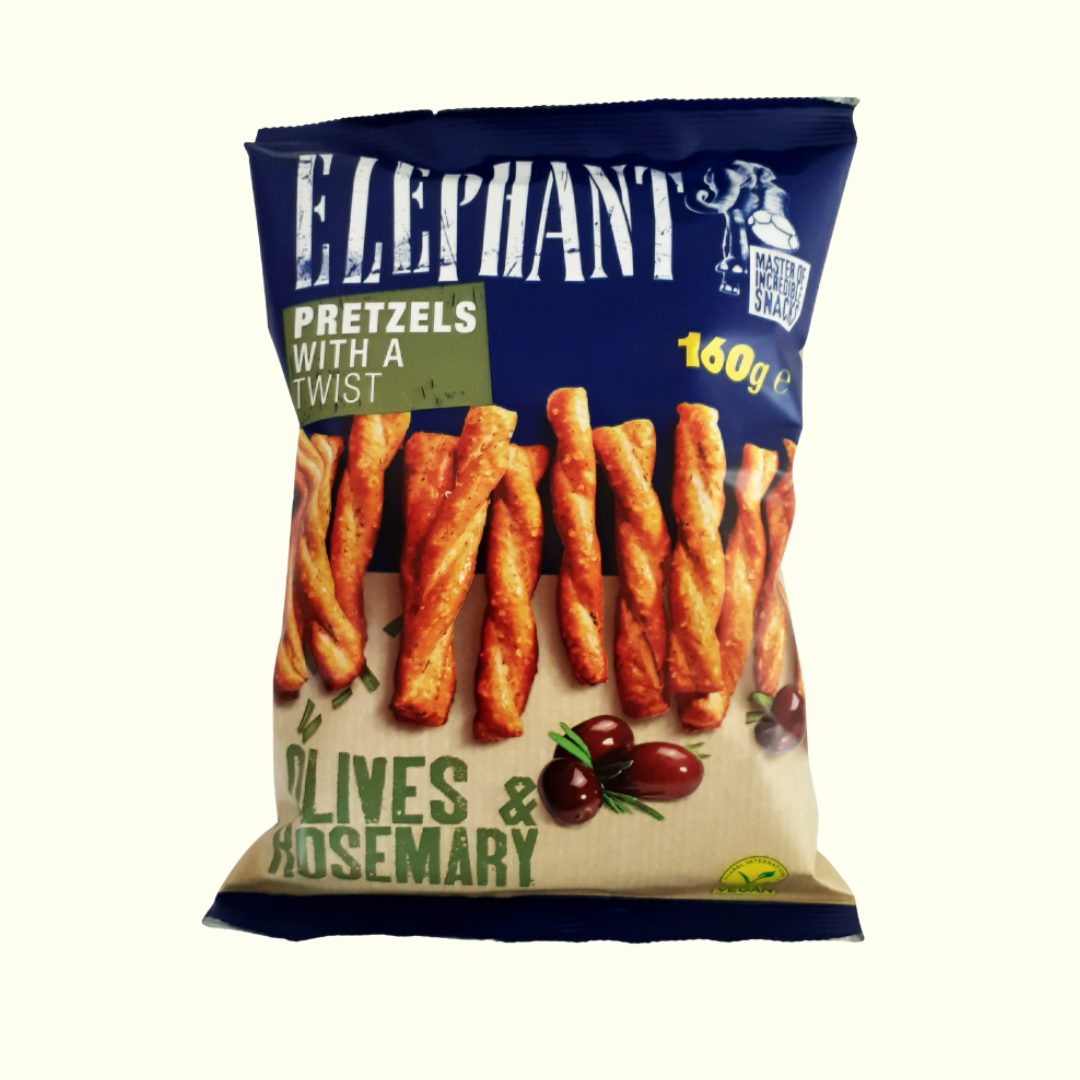Elephant Twisted Pretzels Olives & Rosmary 160g
