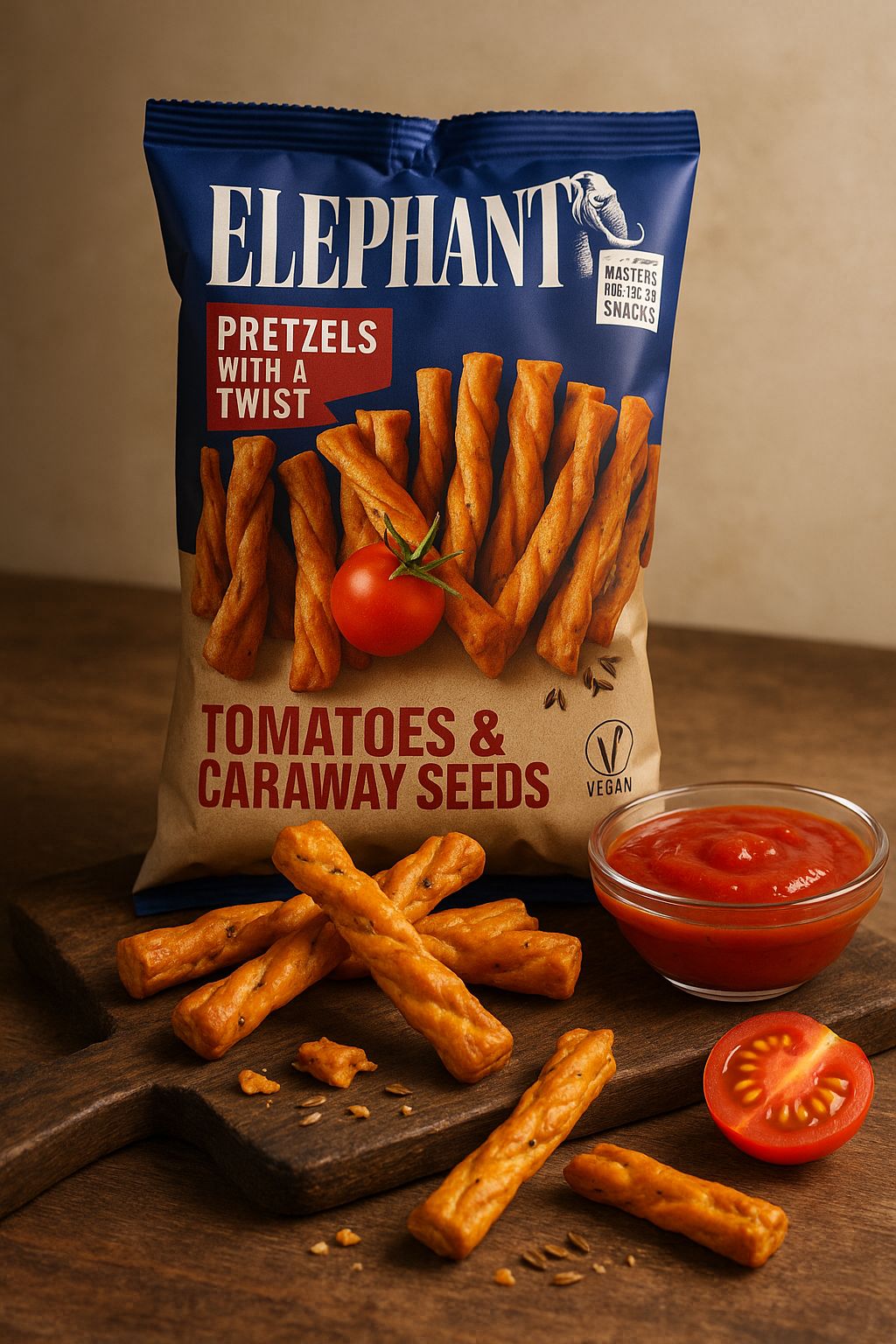 Elephant Twisted Pretzels Tomatoes & Caraway Kümmel 160g