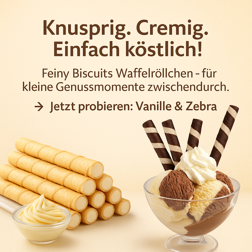 Feiny Biscuits Waffelröllchen Zebra 160g