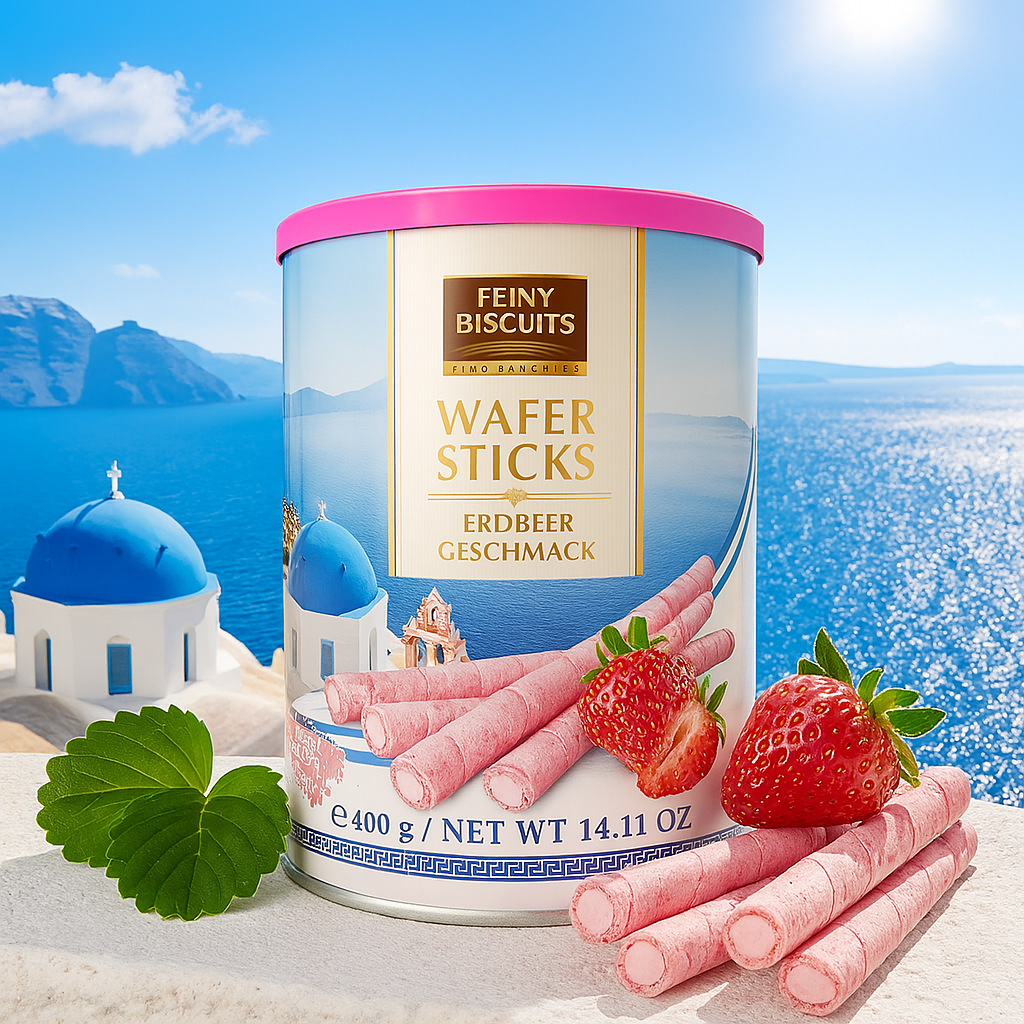 Feiny Biscuits Waffelröllchen mit Erdbeer 400g