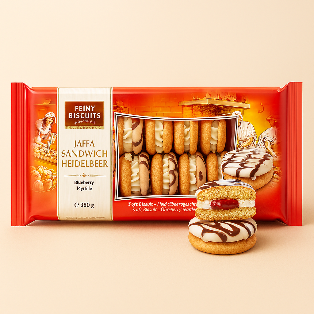 Feiny Biscuits Jaffa Sandwich Heidelbeer 380g