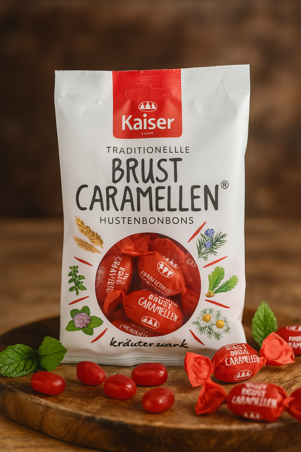 Kaiser Traditionelle Brust Caramellen Hustenbonbons - 100g