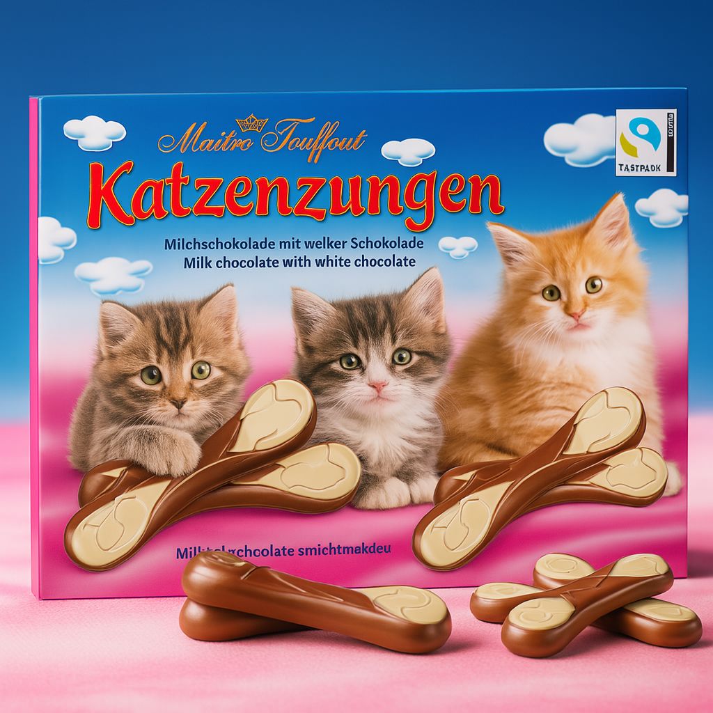 Maître Truffout Katzenzungen Milch- und weiße Schokolade 100g