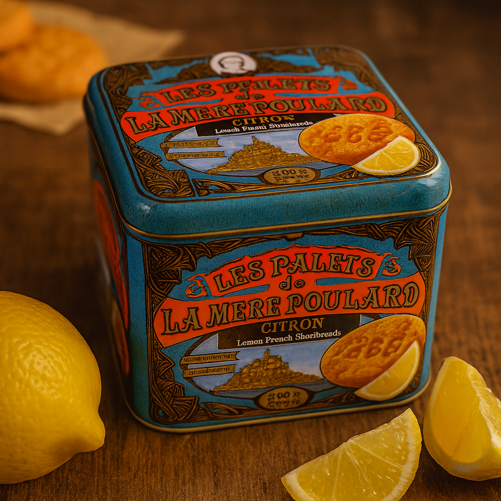 Les Palets De La Mère Poulard Citron Schmuckdose | 500g | 32 Stück | Feingebäck aus Frankreich