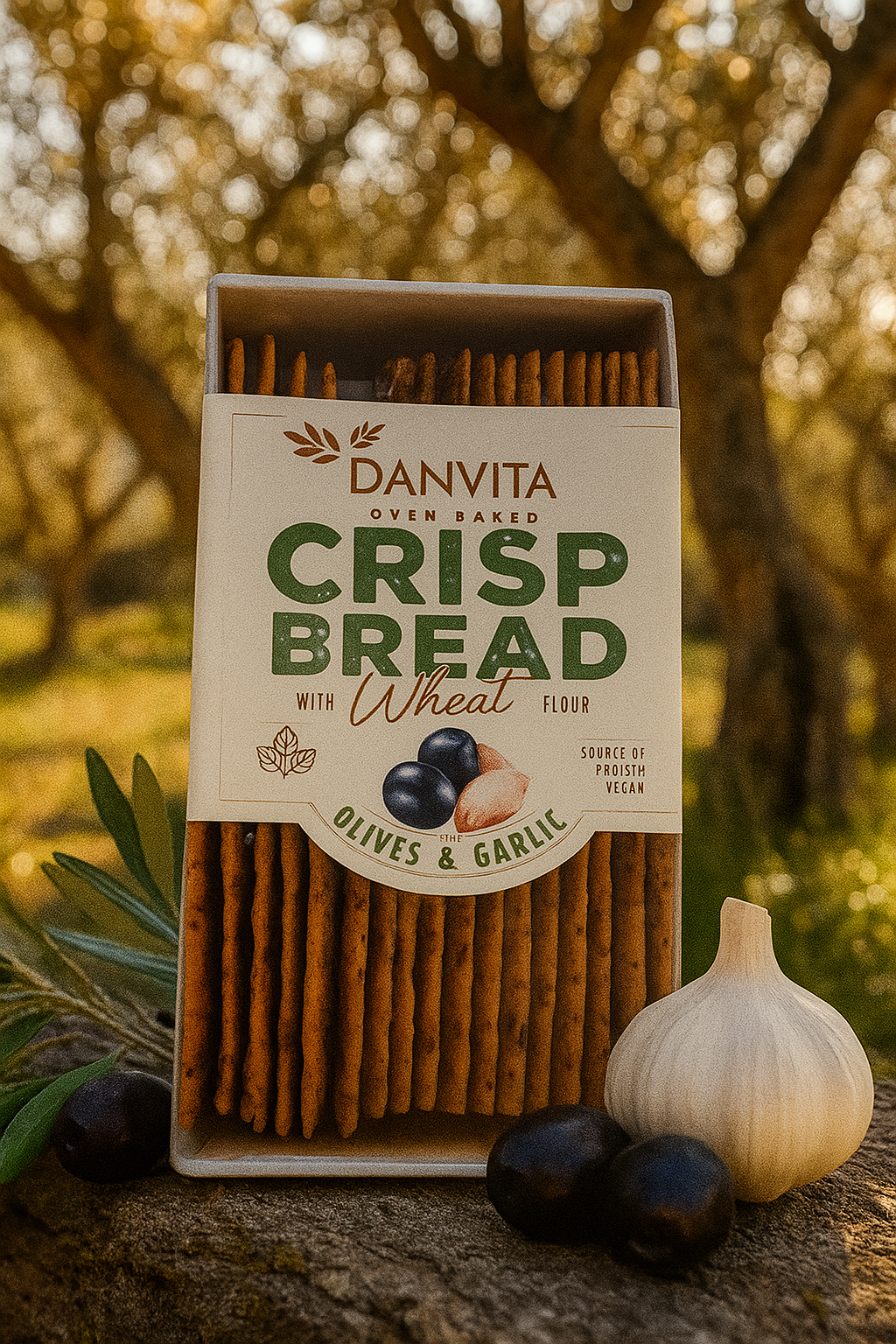 Danivta Crisp Bread Olives & Garlic 130g Knusperbrotstangen Mit Oliven Und Knoblauch