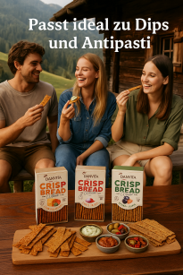 Danvita Crisp Bread Cheese, Tomato & Basil 130g Knusperbrotstangen mit Käse, Tomaten und Basilikum