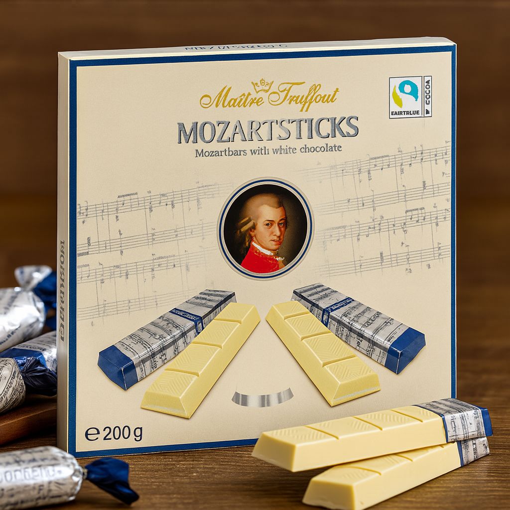 Maître Truffout Mozartsticks weisse Schokolade 200g