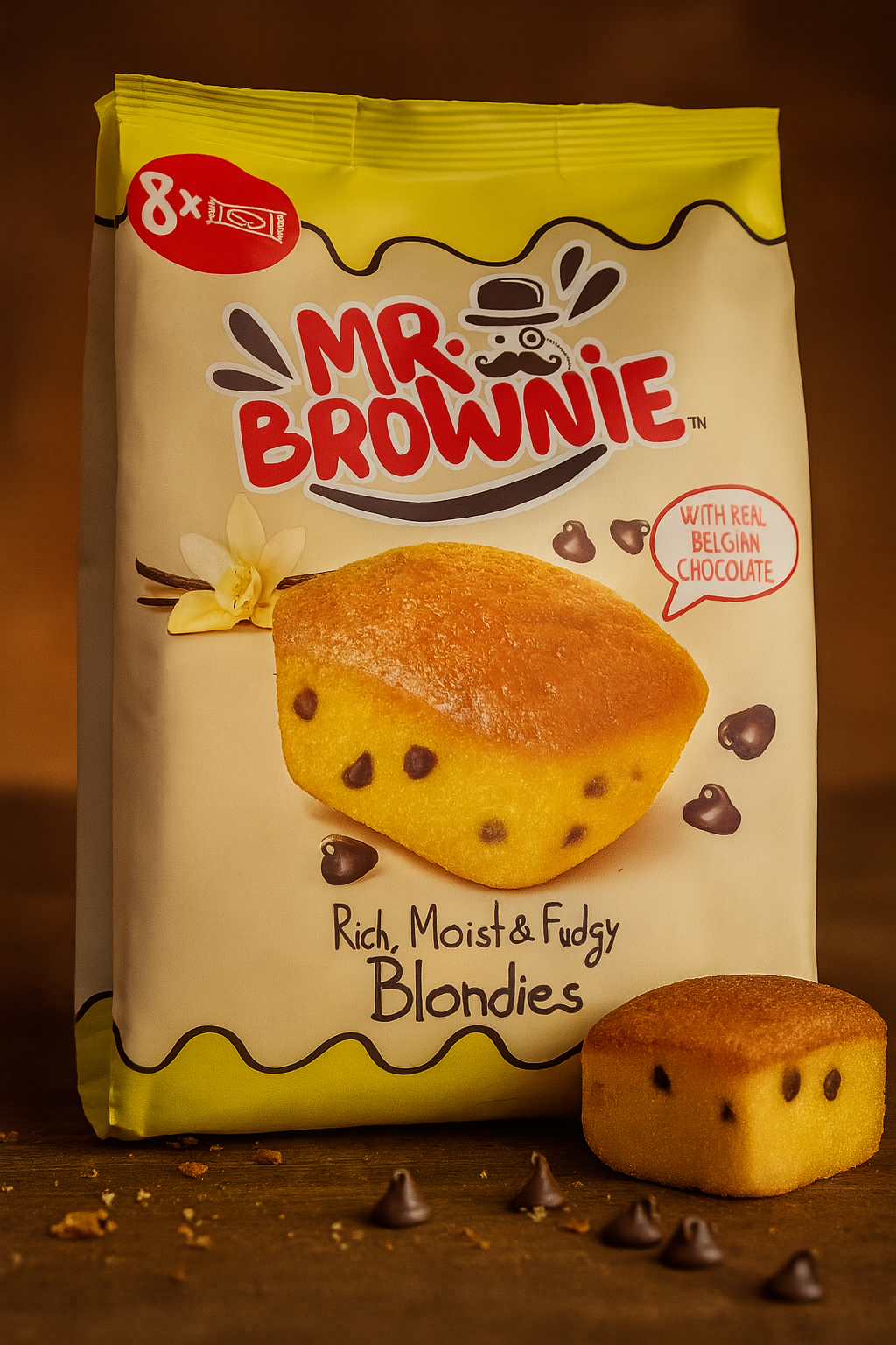 Mr. Brownie Blondies mit Schokoladenstückchen 8 Stück 200g