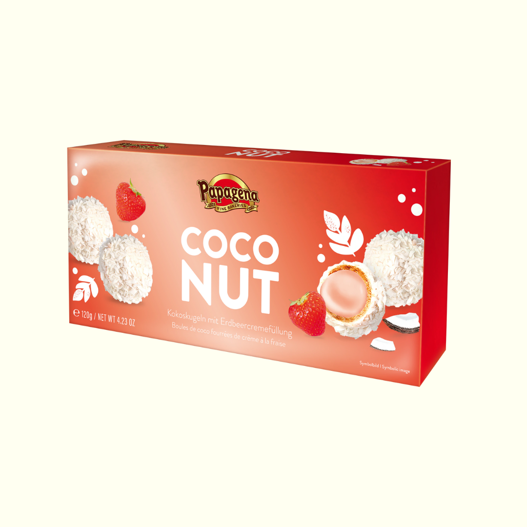 Papagena Kokoskugeln Mit Erdbeerecremefüllung 120g