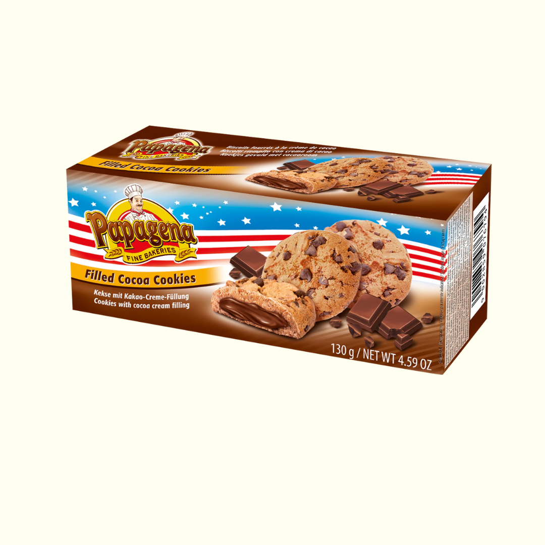 Papagena Choco Chip Cookies mit Schokoladencremefüllung 130g