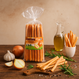 Stiratini Grissini Brotgebäckstangen mit Zwiebeln 250g