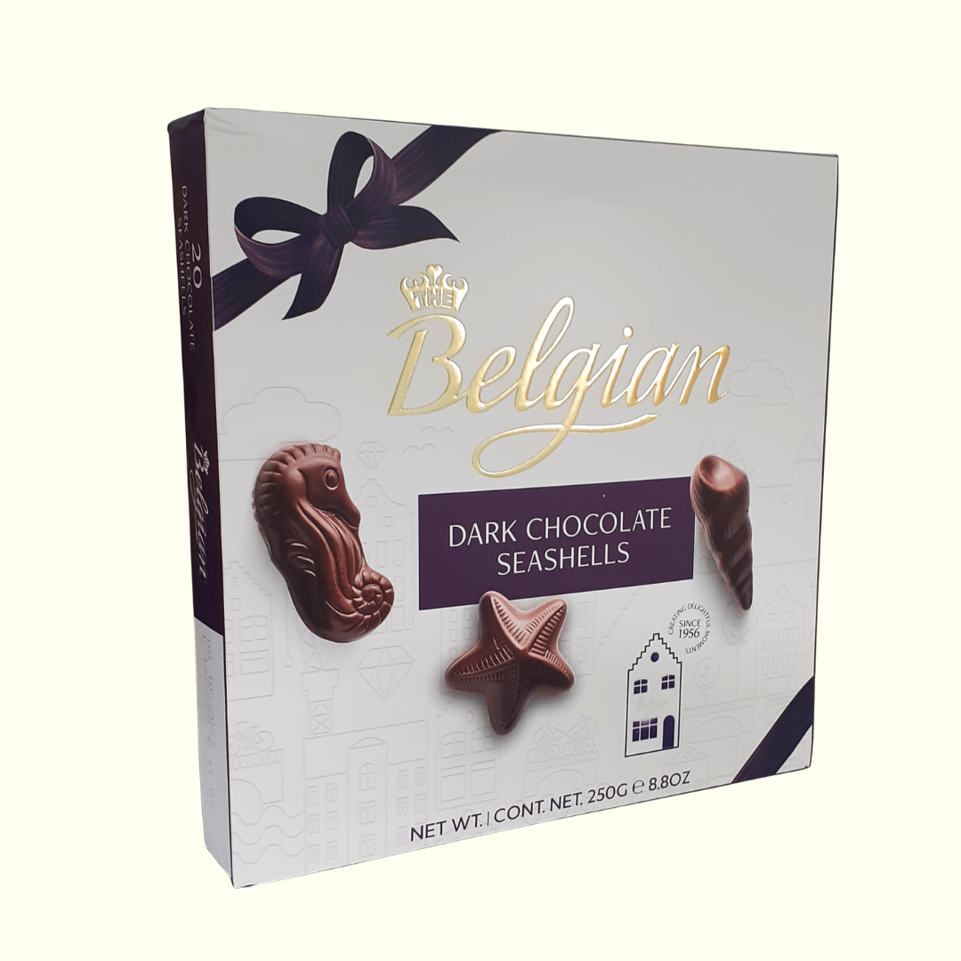 The Belgian Dark Chocolate Seashells 250g MHD 08.10.2025