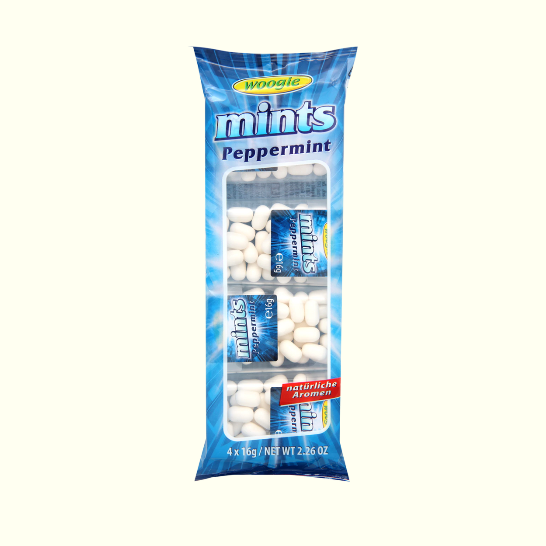 Woogie Mints Peppermint - Zuckerdragees mit Pfefferminzgeschmack 4x16g