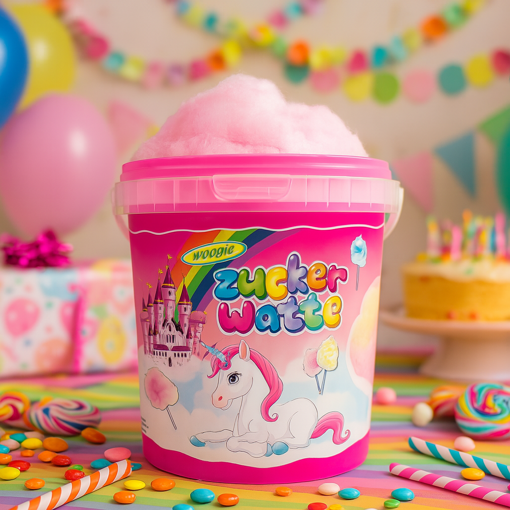 Woogie Einhorn Zuckerwatte Eimer 50g
