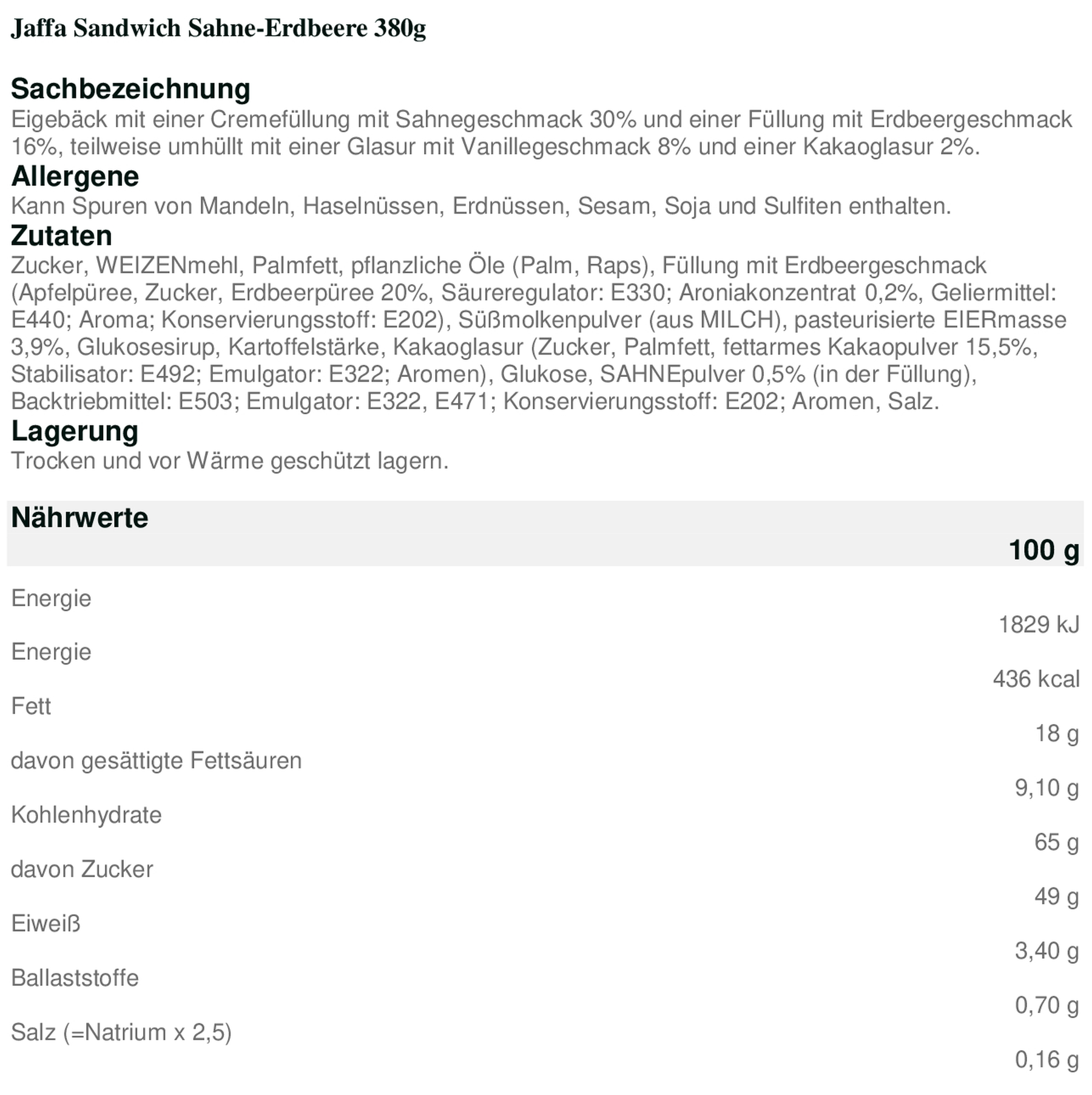Feiny Biscuits Jaffa Sandwich Erdbeere 380g