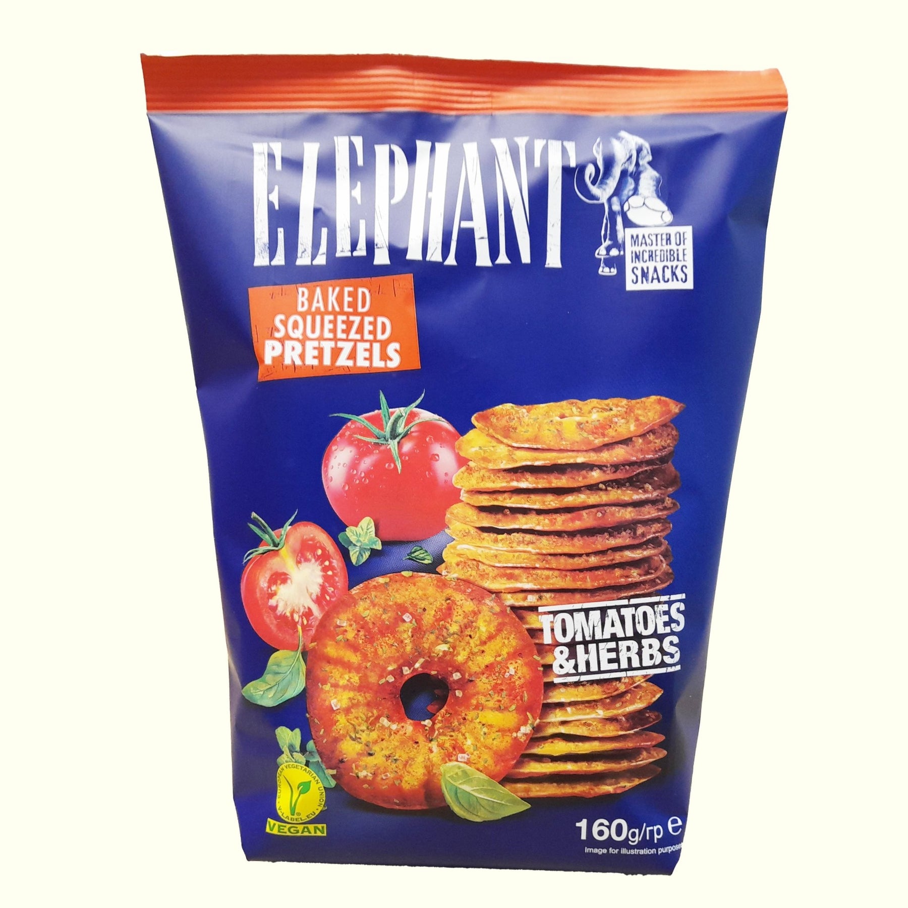Elephant Baked Squeezed Pretzels Tomatoes & Herbs 160g - TopCandy