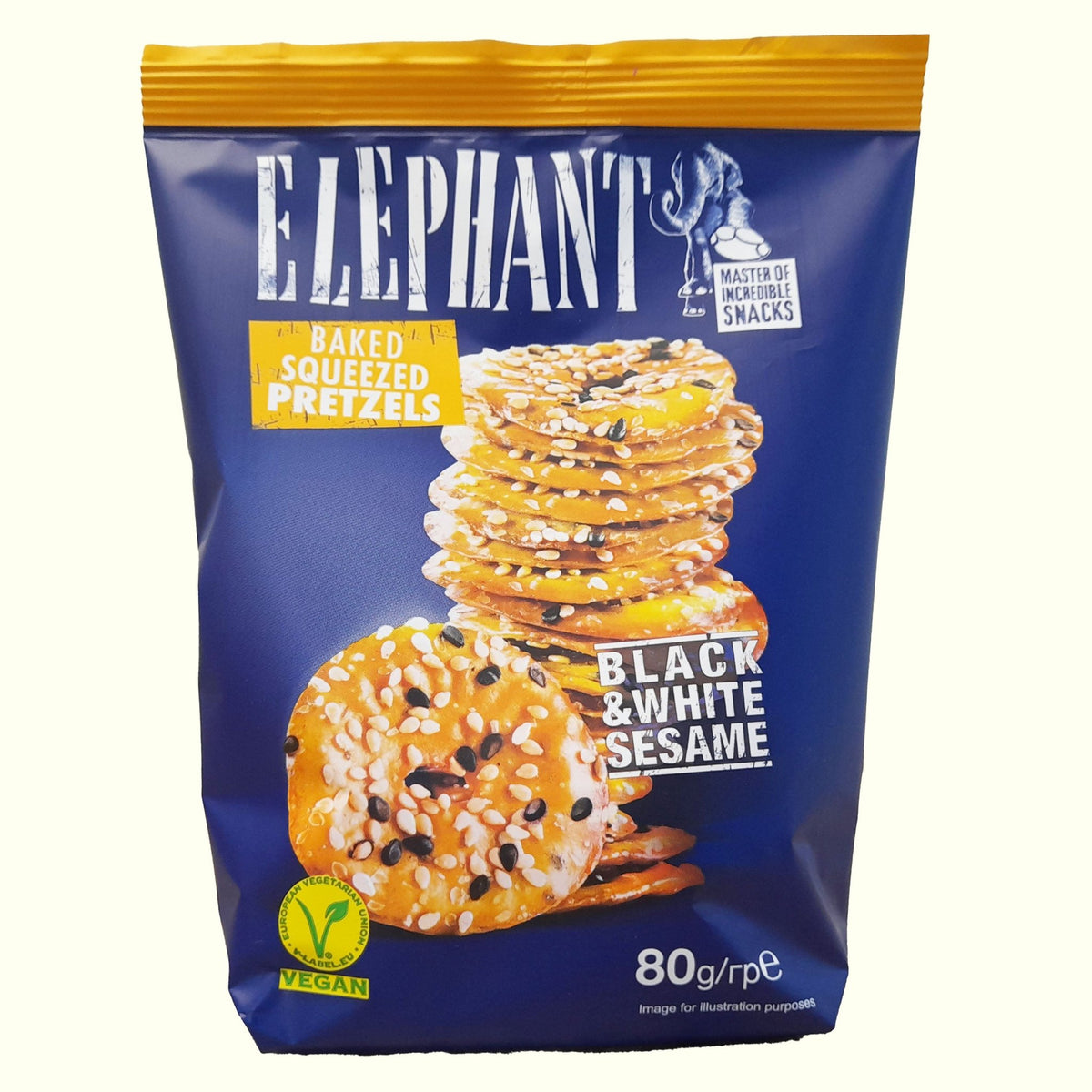 Elephant Squeezed Pretzels Black & White Sesame 80g - TopCandy