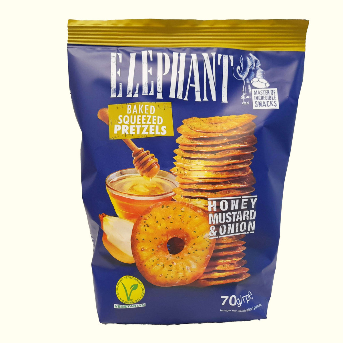 Elephant Squeezed Pretzels Honey Mustard & Onion 70g - TopCandy