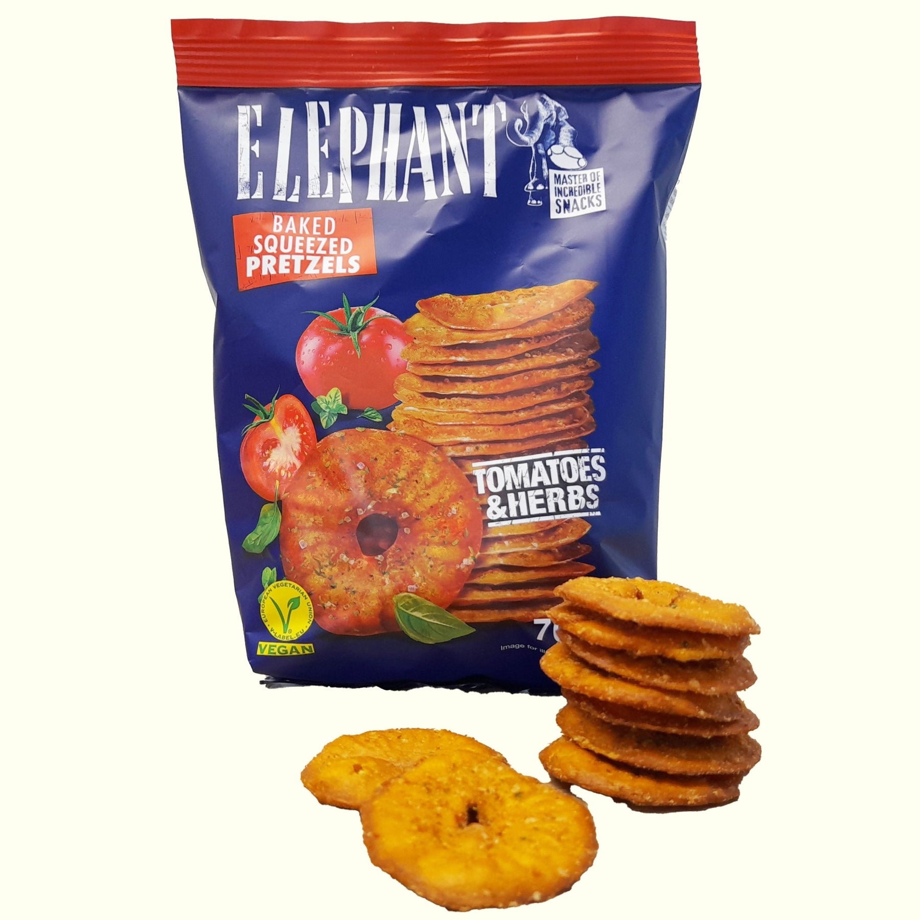 Elephant Squeezed Pretzels Tomatoes & Herbs 70g - TopCandy