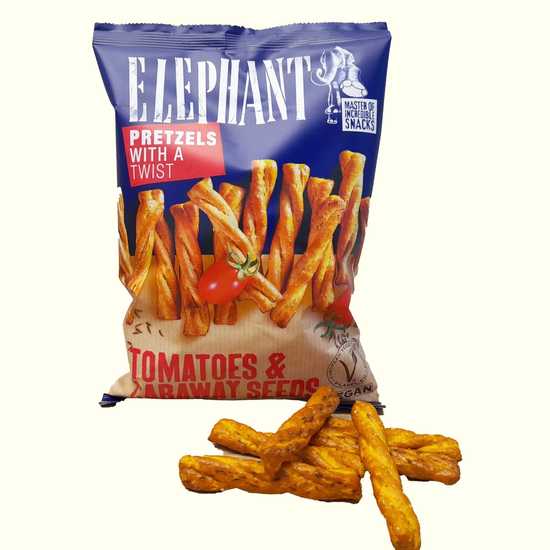 Elephant Twisted Pretzels Tomatoes & Caraway 160g - TopCandy