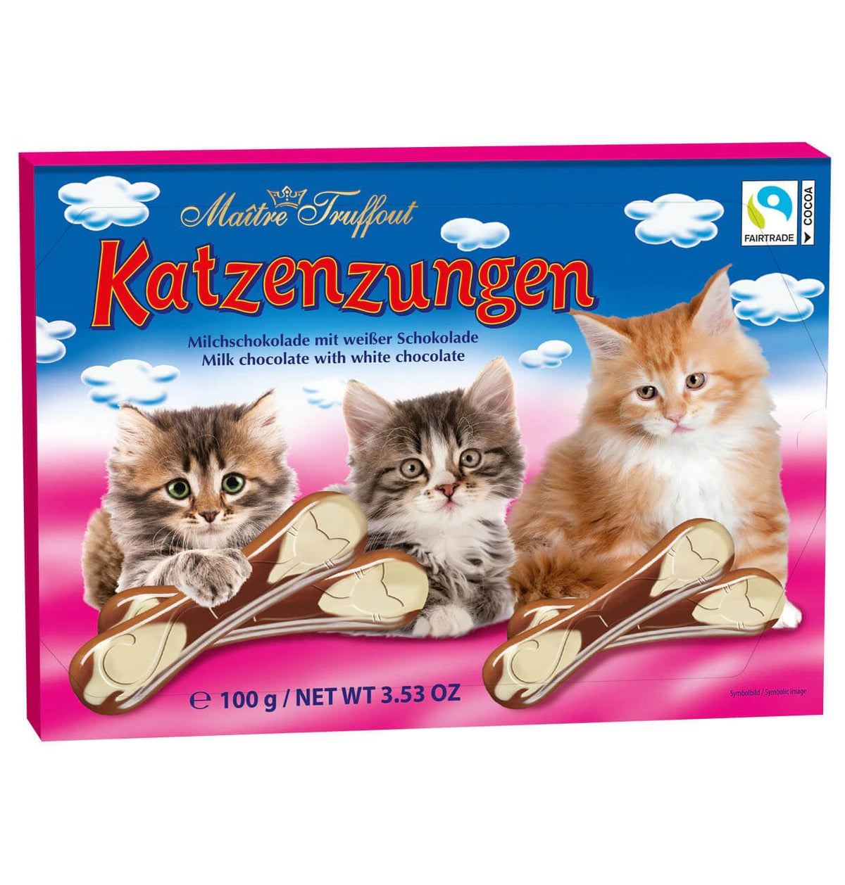 Maître Truffout Katzenzungen Milch - und weiße Schokolade 100g - TopCandy