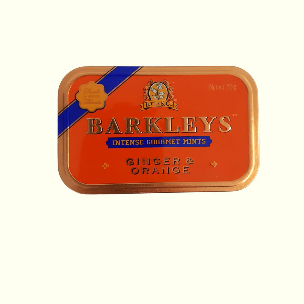 BARKLEYS Süßigkeit, Barkleys Pastillen Tin Ginger und Orange in einer Metalldose 50g