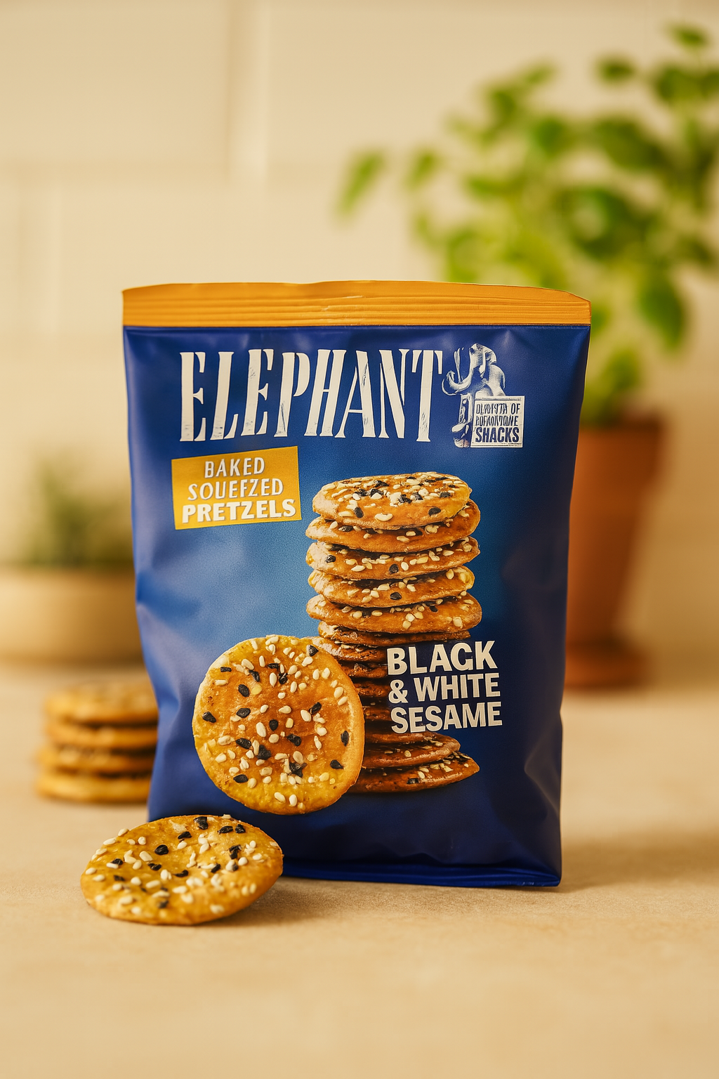Elephant Baked Squeezed Pretzels Black & White Sesam 180g