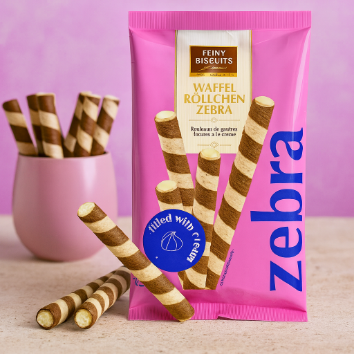 Feiny Biscuits Waffelröllchen Zebra 150g