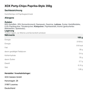 XOX Party Chips 350g