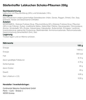 Stieffenhofer Schoko- Pflaumen Lebkuchen 200g