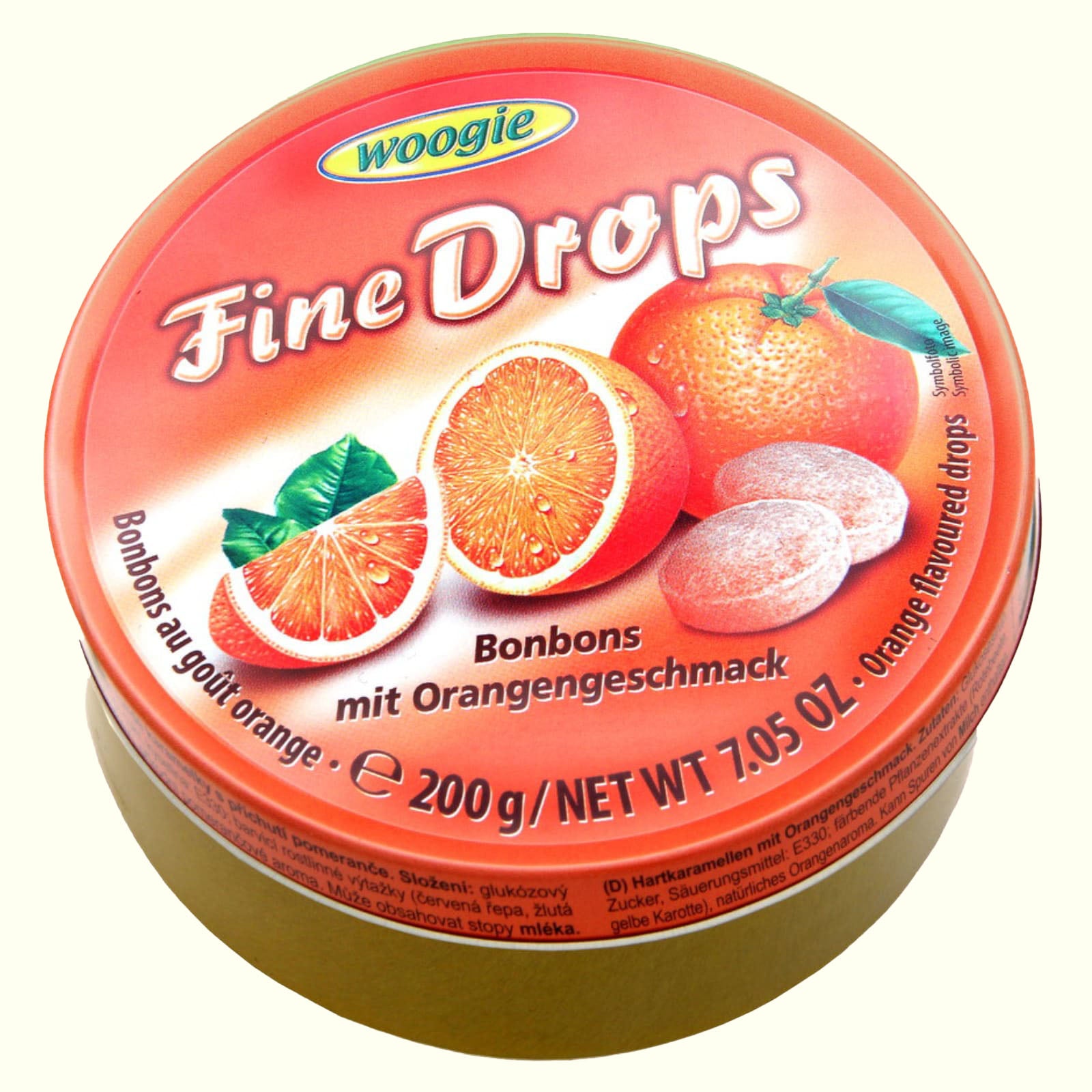 Woogie Fine Drops Bonbons mit Orangengeschmack 200g