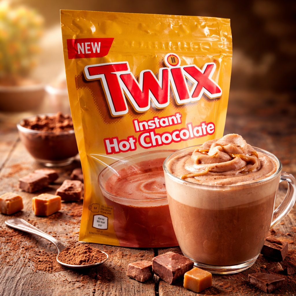 Twix Instant Hot Chocolate – 3 × 140 g | Trinkschokolade mit Karamellnote | Kakao-Getränkepulver für heiße Milch