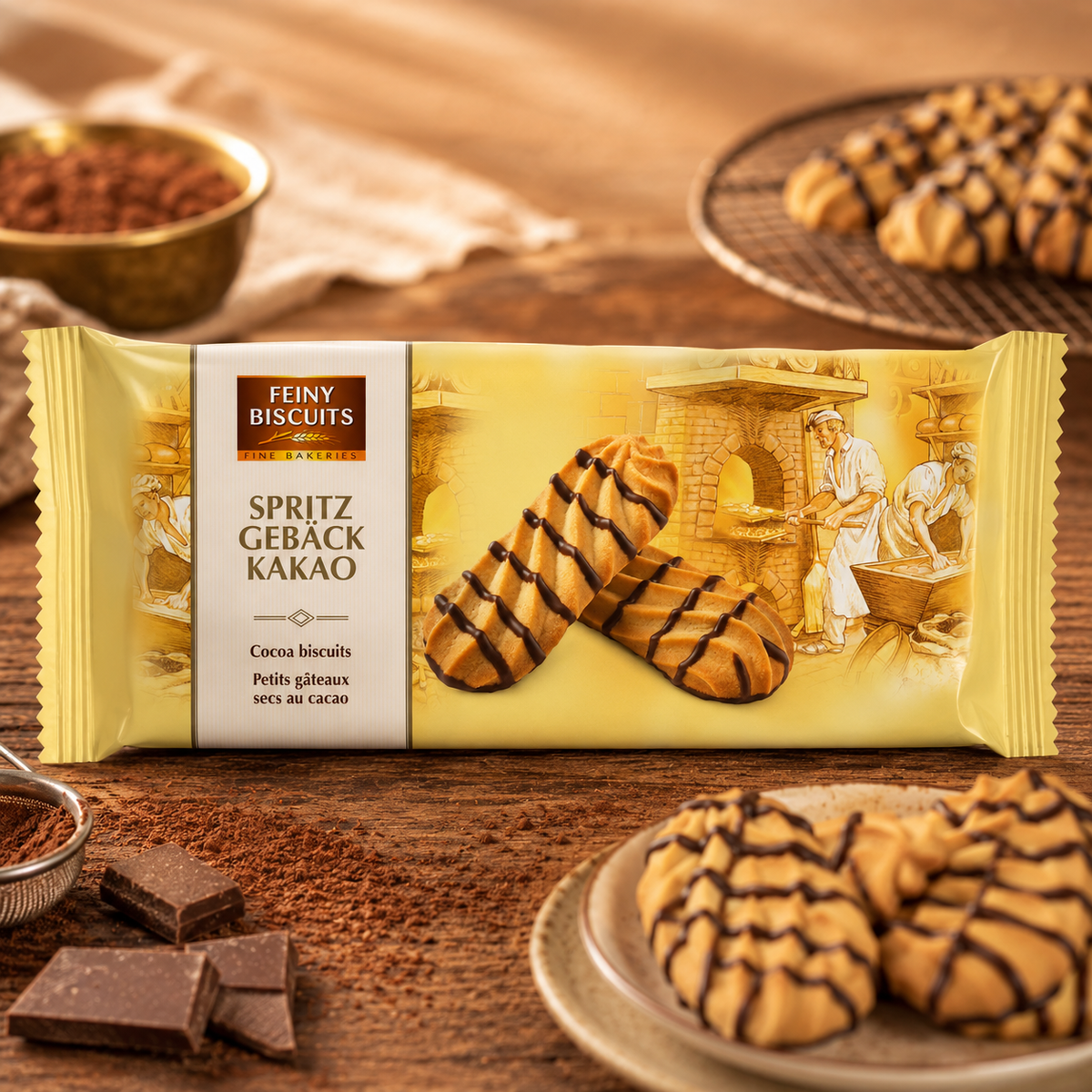 Feiny Biscuits Spritzgebäck Kakao 200g mit Kakaoglasur